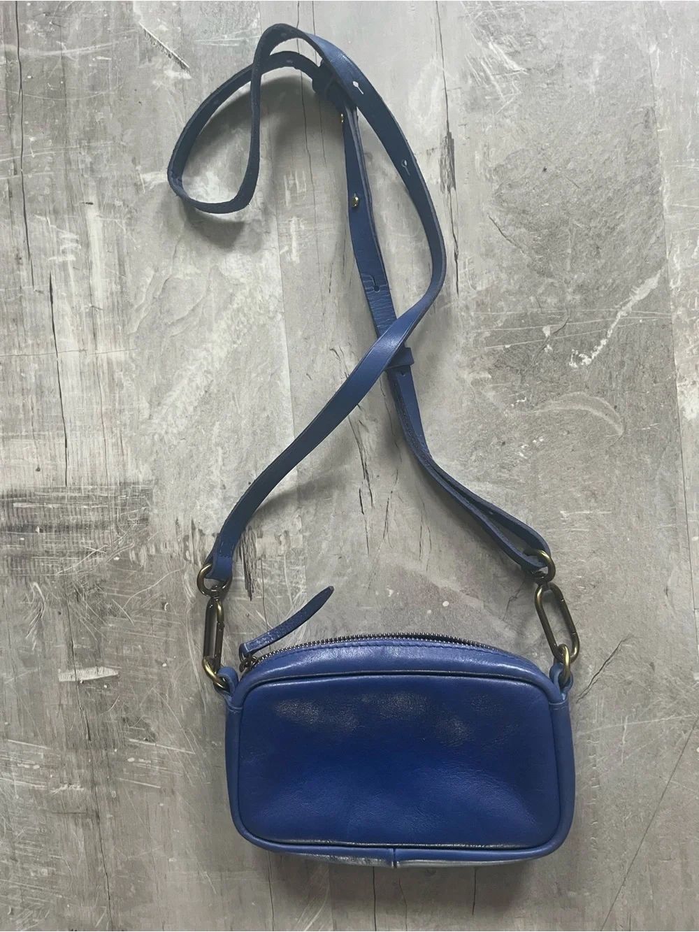 Madewell Cobalt Blue Leather carabiner, mini Crossbody Bag